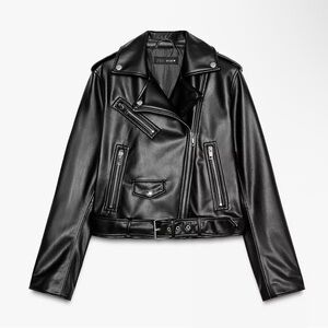 Zara Sleek Black/Biker Faux Leather Jacket